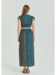 Navy Blue Plus Size Skirt with Elastic Waist and Slit 4625
